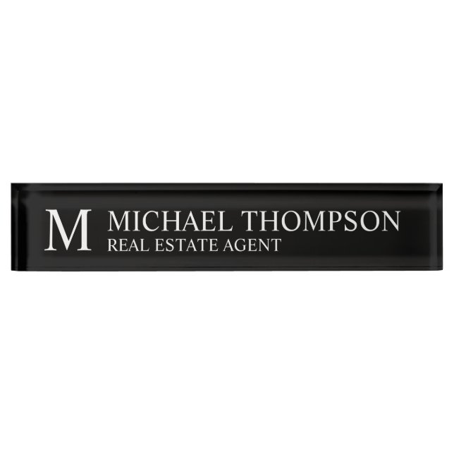 Professional Elegant Black and White Nameplate (Front)