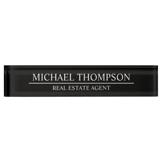 Professional Elegant Black and White Nameplate (Front)