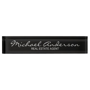 Professional Elegant Black and White Nameplate
