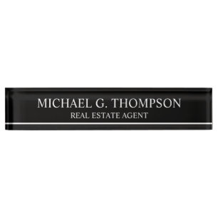Professional Elegant Black and White Nameplate