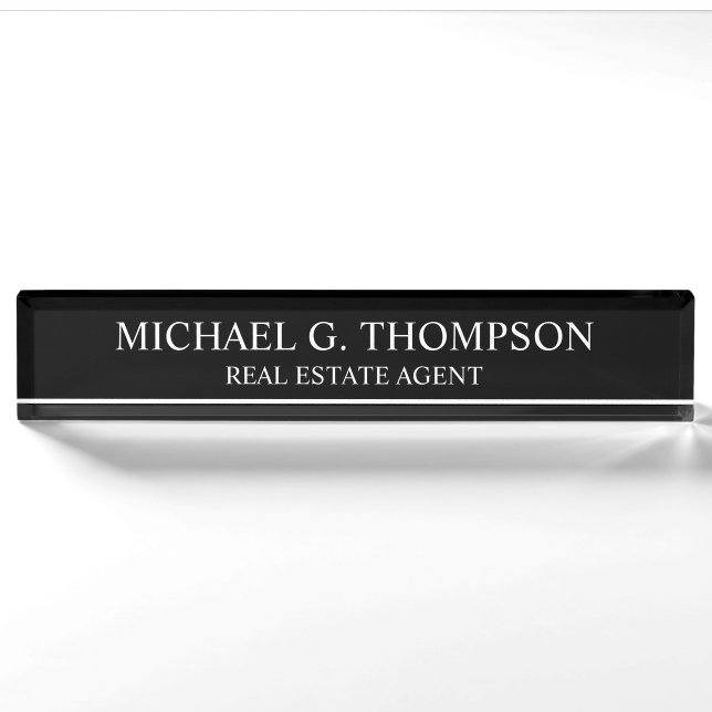 Professional Elegant Black and White Nameplate (Front)