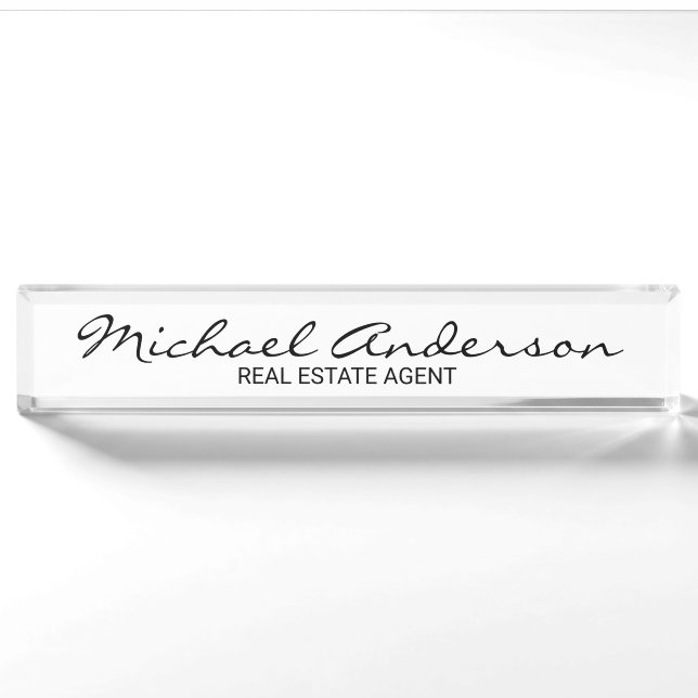 Professional Elegant Black and White Nameplate (Front)