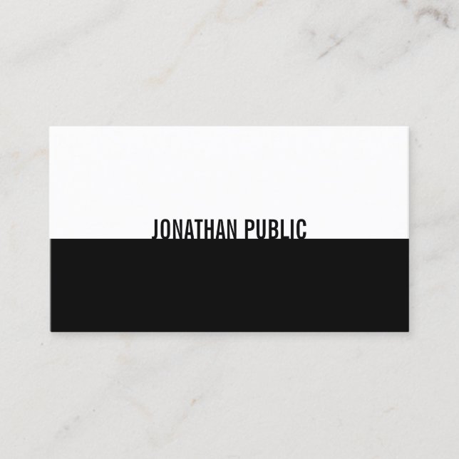 Professional Elegant Black And White Simple Plain Business Card (Front)