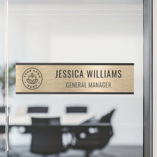 Professional Elegant Black Faux Brushed Gold Door Sign