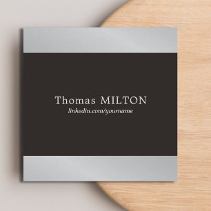 Professional Elegant Black Faux Silver Consultant Square Business Card