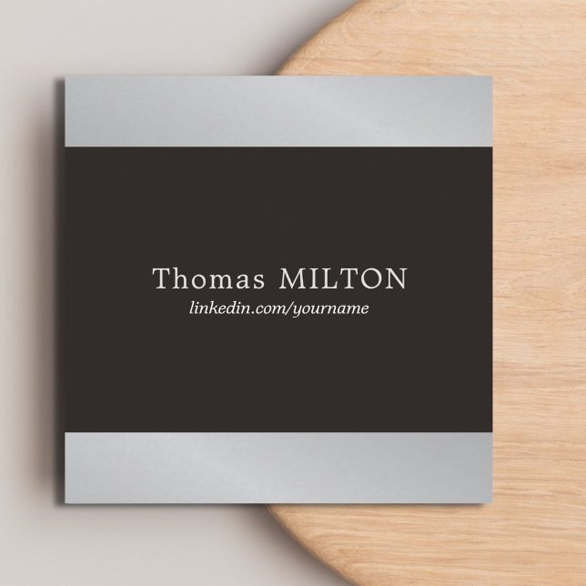 Professional Elegant Black Faux Silver Consultant Square Business Card (Creator Uploaded)