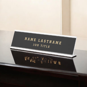 Professional Elegant Black Gold Desk Desk Name Plate
