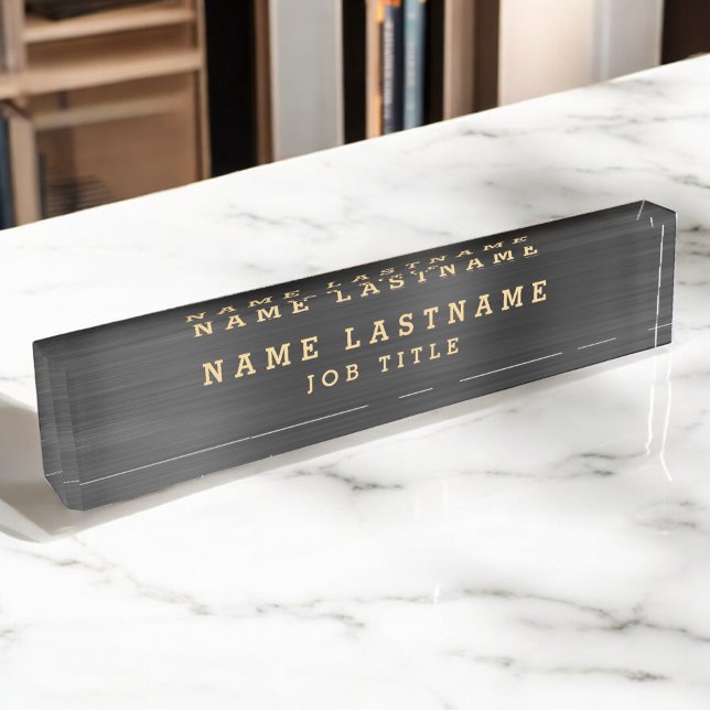 Professional Elegant Black Gold Desk Nameplate (Creator Uploaded)