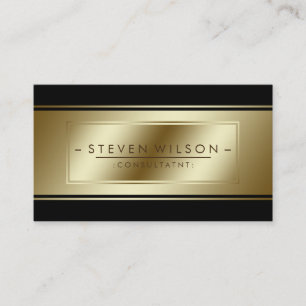 Professional Elegant Black Gold Faux Modern Business Card