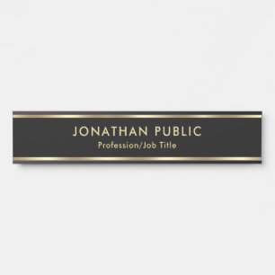 Professional Elegant Black Gold Home Office School Door Sign