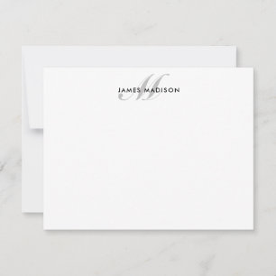 Professional Elegant Black Grey Script Monogram Card