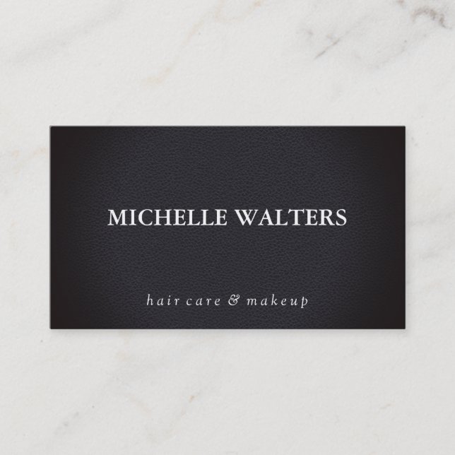 Professional Elegant Black Leather Classic Text Business Card (Front)