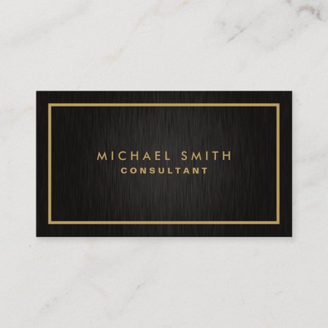 Professional Elegant Black Plain Modern Metal Business Card (Front)