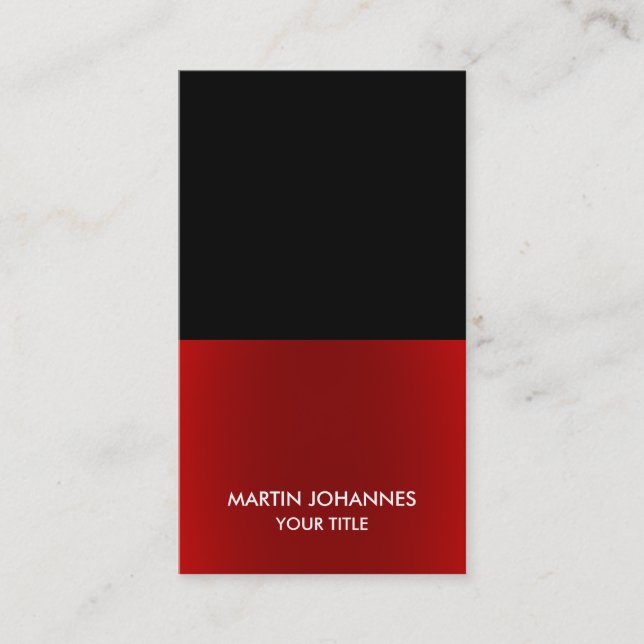 Professional Elegant Black Red Business Card (Front)