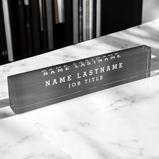 Professional Elegant Black White Desk Nameplate (Creator Uploaded)