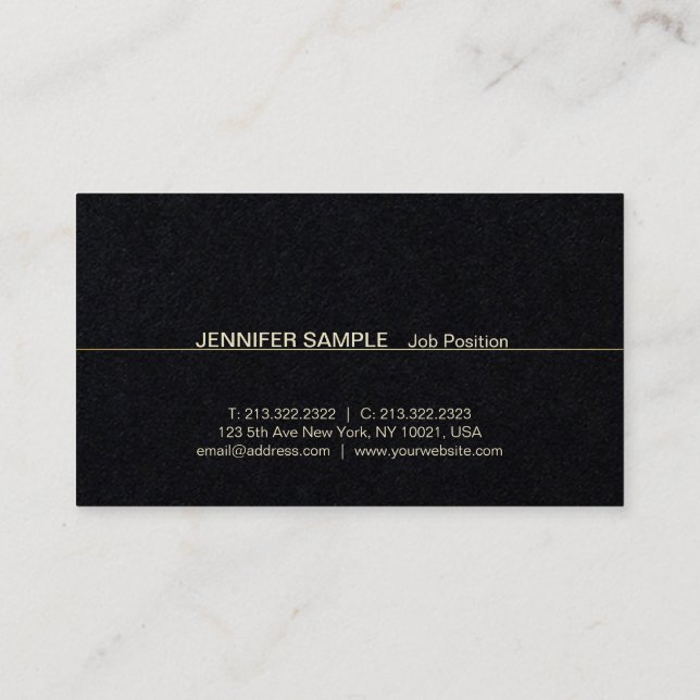 Professional Elegant Black White Gold Luxury Business Card (Back)