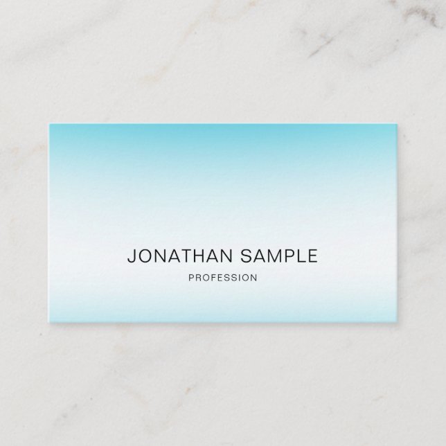 Professional Elegant Blue Modern Simple Plain Luxe Business Card (Front)