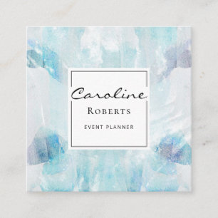 Professional Elegant Blue Watercolor Brushstrokes Square Business Card