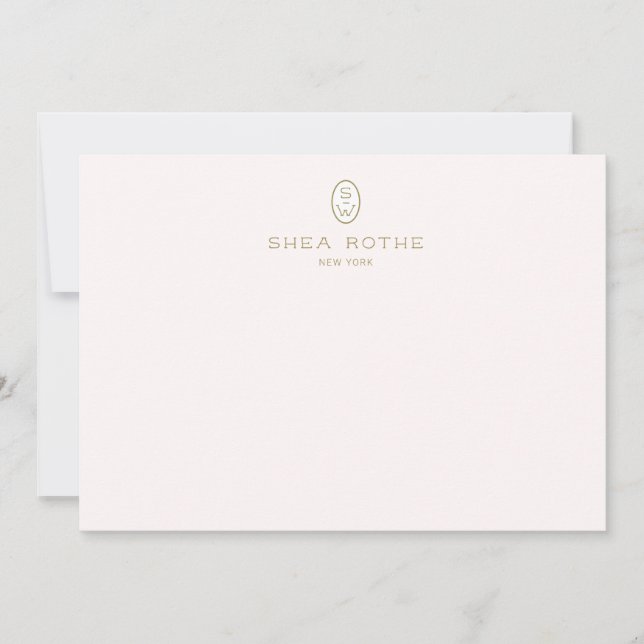 Professional Elegant Blush Pink Pattern Monogram   Thank You Card (Front)