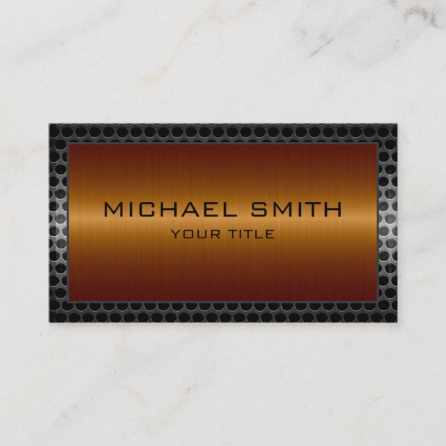 Professional Elegant Bronze Metal Border Business Card (Front)