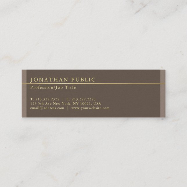 Professional Elegant Brown Pearl Finish Luxury Mini Business Card (Front)