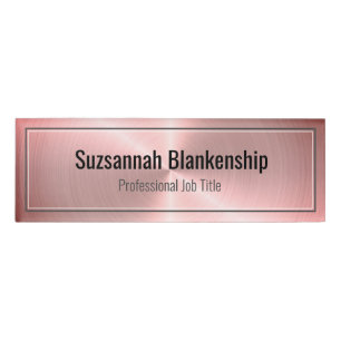 Professional Elegant Brushed Pink Faux Metallic  Name Tag