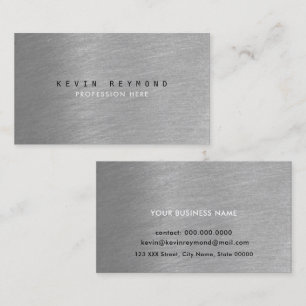 professional elegant brushed steel grey business card