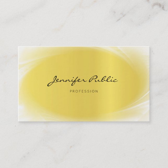 Professional Elegant Calligraphy Trendy Gold Luxe Business Card (Front)