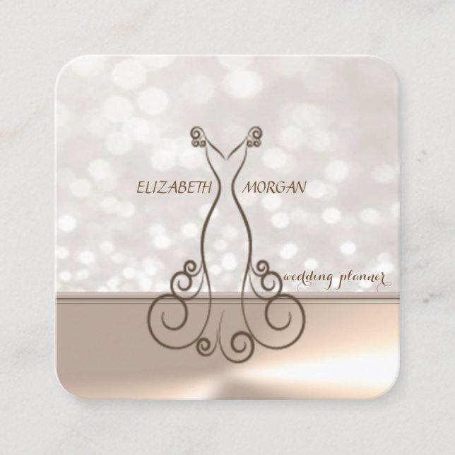 Professional Elegant Chic Bokeh,Dress Square Business Card (Front)