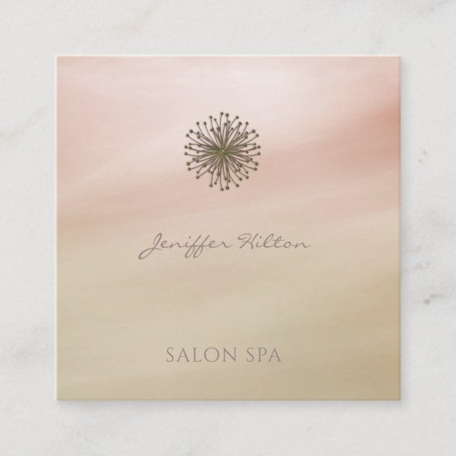 Professional elegant chic dandelion sky square business card (Front)