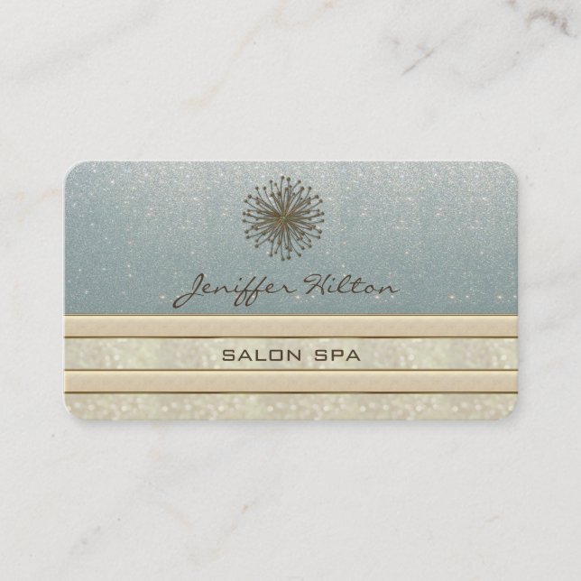 Professional elegant chic glittery dandelion business card (Front)