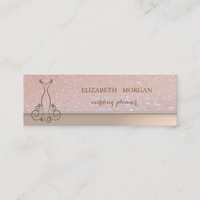 Professional Elegant Chic Glittery,Dress Mini Business Card (Front)