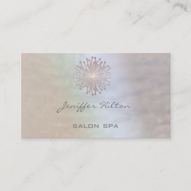 Professional elegant chic holographic dandelion business card (Front)