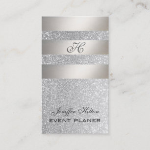 Professional elegant chic luxury glittery monogram business card