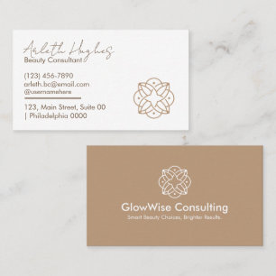 Professional Elegant Clean White Beige Handwritten Business Card