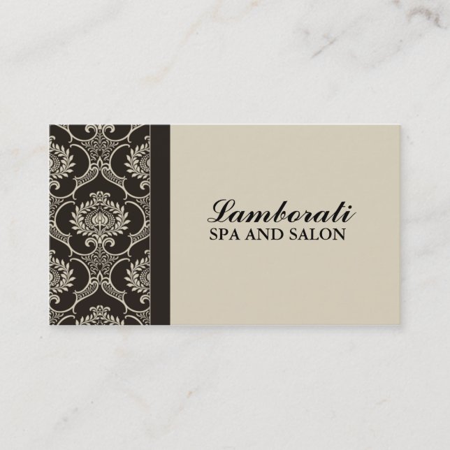 Professional Elegant Cosmetologist Damask Floral Business Card (Front)