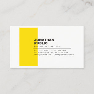 Professional Elegant Creative White Yellow Plain Business Card