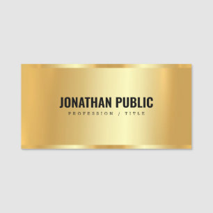 Professional Elegant Custom Template Glamour Gold Name Tag