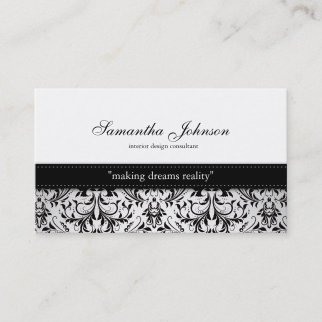Professional Elegant Damask Business Cards (Front)
