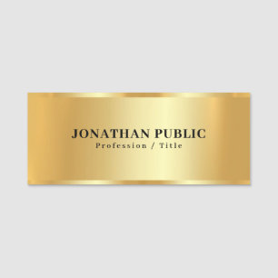 Professional Elegant Design Trendy Glamourous Gold Name Tag