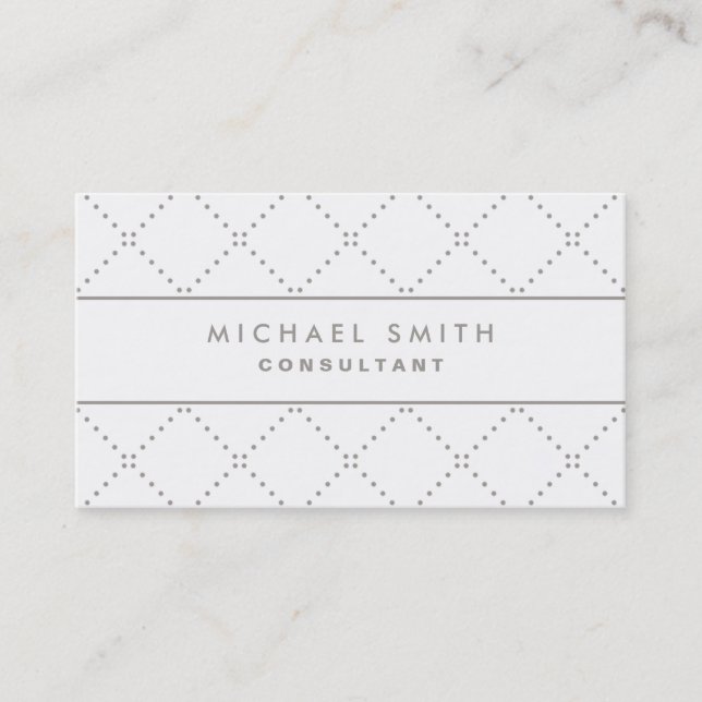 Professional Elegant Dot Pattern White Groupon Business Card (Front)