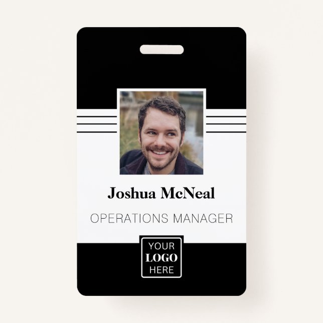 Professional Elegant Employee Photo Name ID Badge (Front)