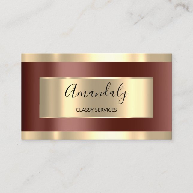 Professional Elegant Gold Brown CONSULTING Blogger Business Card (Front)