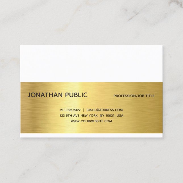 Professional Elegant Gold Effect Modern Plain Luxe Business Card (Front)