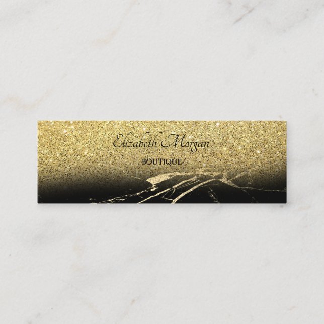 Professional Elegant Gold Glitter Ombre, Marble Mini Business Card (Front)