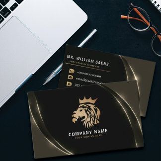  Professional Elegant Gold  Lion Logo Business Card