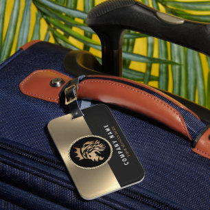 Professional Elegant Gold Lion Logo Luggage Tag
