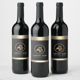 Professional Elegant Gold Lion Logo Wine Label