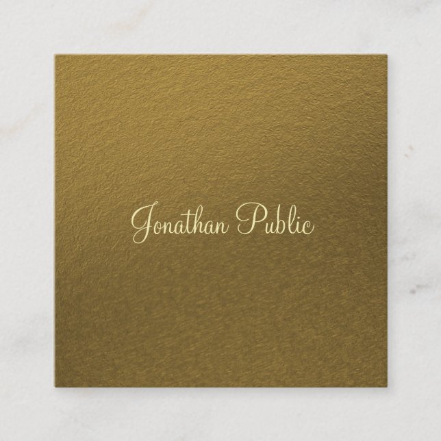 Professional Elegant Gold Look Creative Luxury Square Business Card (Front)