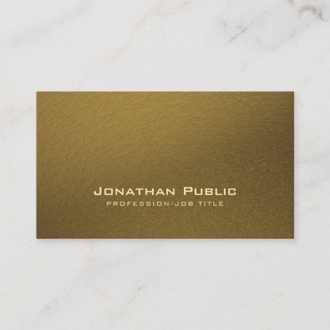 Professional Elegant Gold Look Modern Deluxe Business Card (Front)